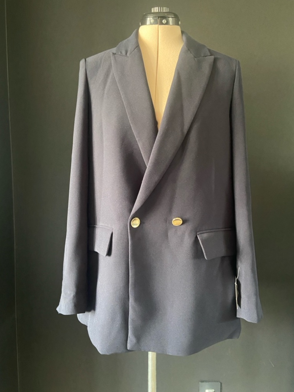 Zara Classic Double-Breasted Navy Blazer